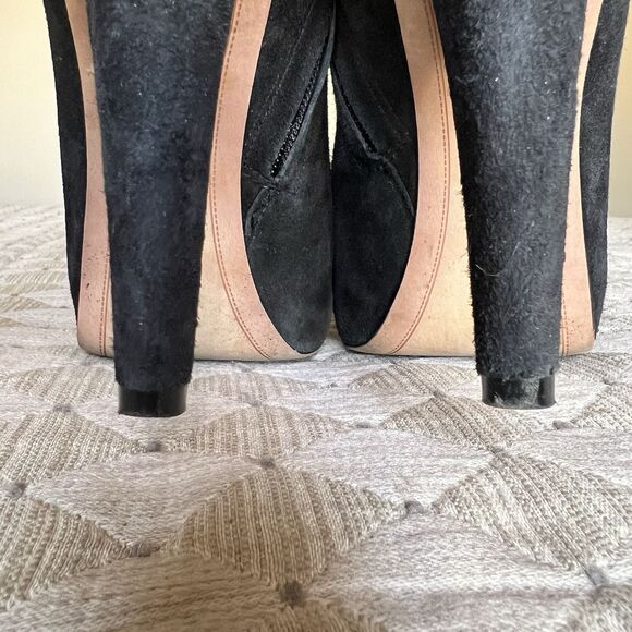 Sam Edelman Black Kit Suede Heeled  Ankle Booties Women 8 M Double Side Buckle - Picture 11 of 16